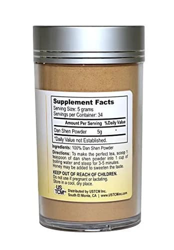 USTCM Dan Shen Powder Salvia Miltiorrhiza Red Sage Root Powder 170g (6oz) | Authentic Herbal Supplement Imported for India thumbnail 2