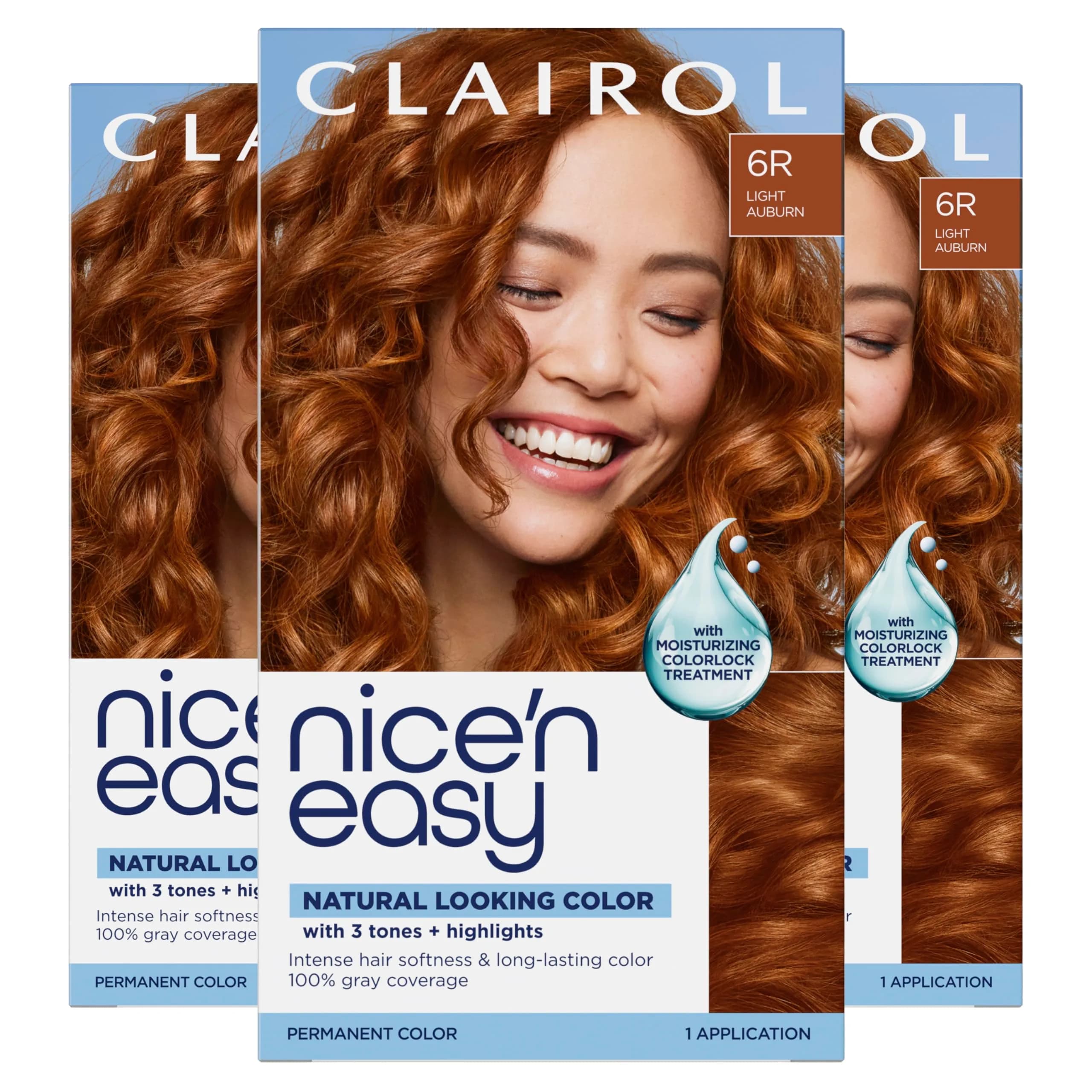 Clairol Nice'n Easy Permanent Hair Dye 6R Light Auburn, 6.26 Fl Oz (Pack of 3)