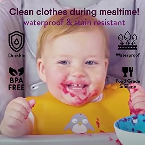 NatureBond Waterproof Baby Bibs Set of 2 with Pouch | Food Grade Silicone Weaning Bibs for Babies & Toddlers thumbnail 5