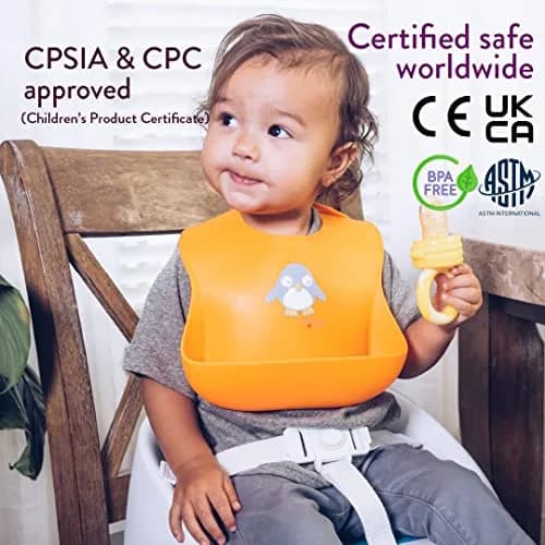 NatureBond Waterproof Baby Bibs Set of 2 with Pouch | Food Grade Silicone Weaning Bibs for Babies & Toddlers thumbnail 3