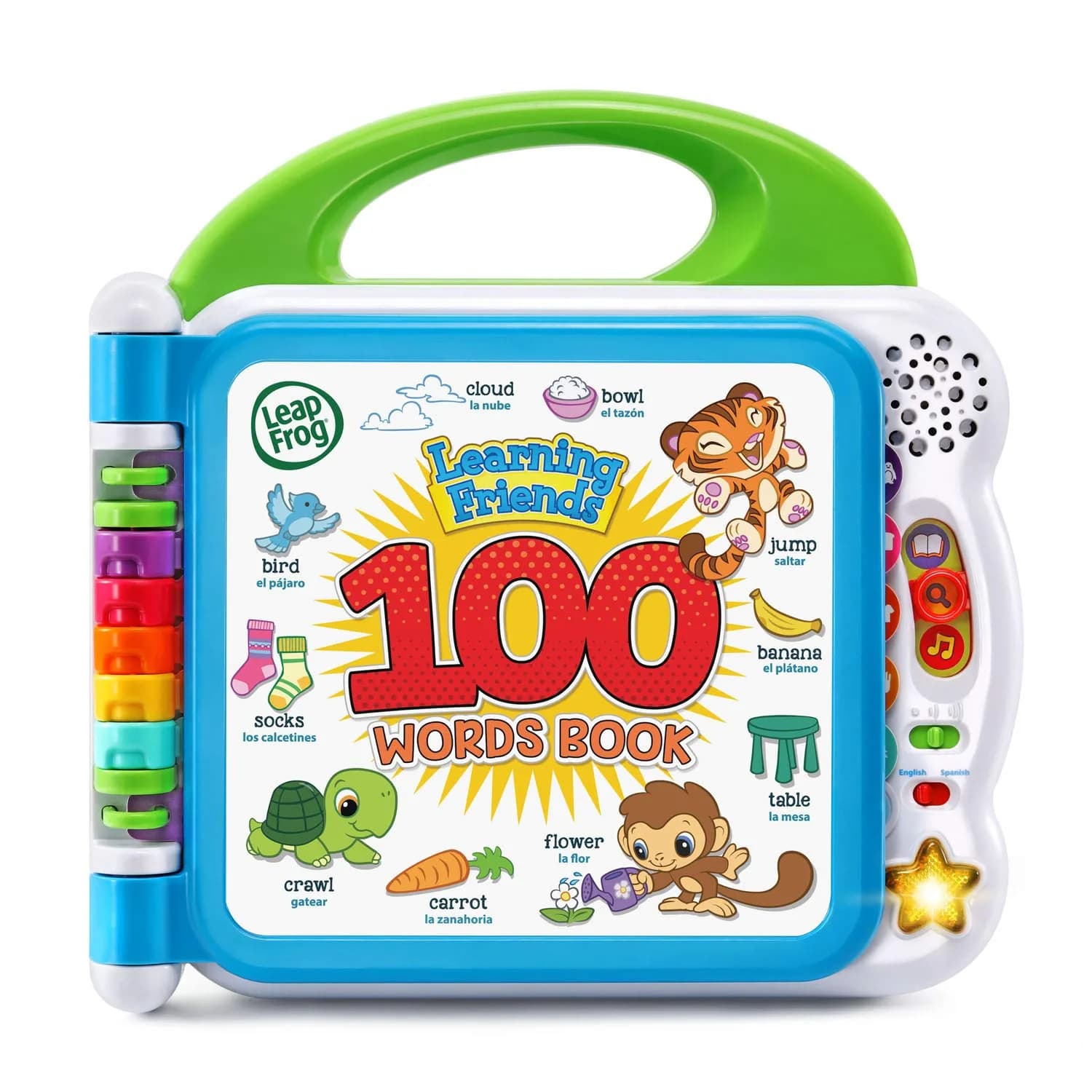 LeapFrog Learning Friends 100 Words Book - Green, 23.9cm x 23.4cm x 4.8cm | Bilingual Learning Toy