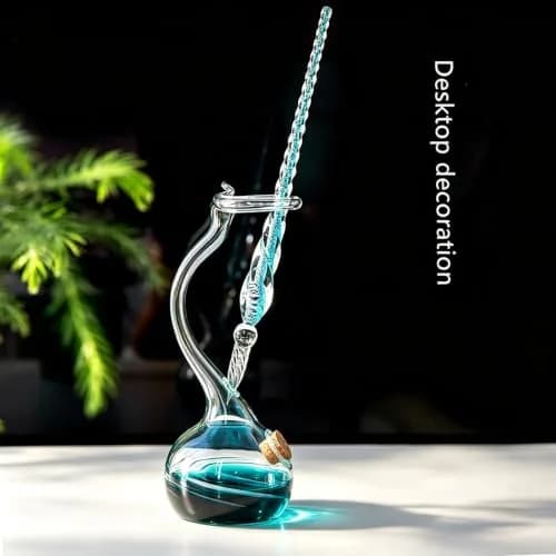 Earlyred Calligraphy Pen Set Handmade Glass Dip Pen Holder Crystal Drip Fountain Pen Writing Signatures Pen Ink Washing Inkwell Pen Decoration Office Student Gift Blue (Not Ink) thumbnail 6