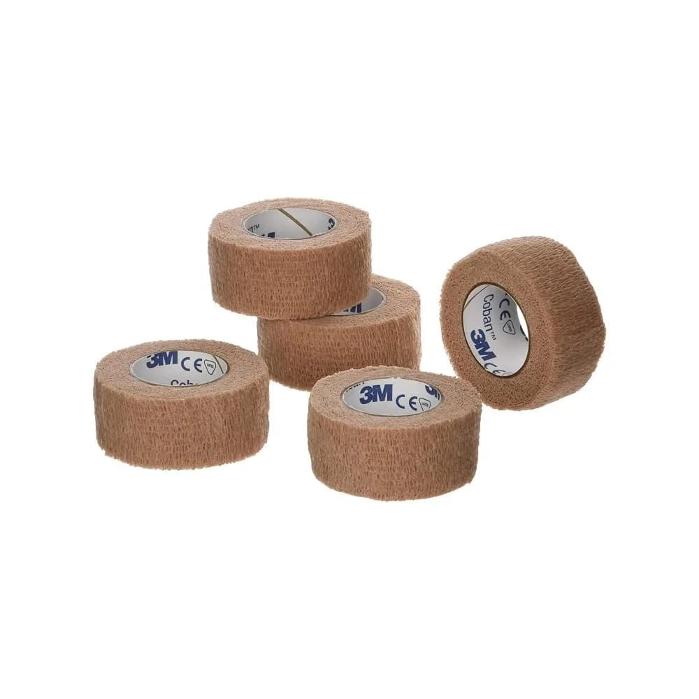 Coban 3M Self-Adherent Wrap Tan 1" x 5 Yards (75 Yards Total) | Professional Healthcare Grade — tan