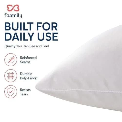 Foamily 12x20 Lumbar Pillow Inserts, White | Plush Support for Couch & Bed (70-120c) thumbnail 5