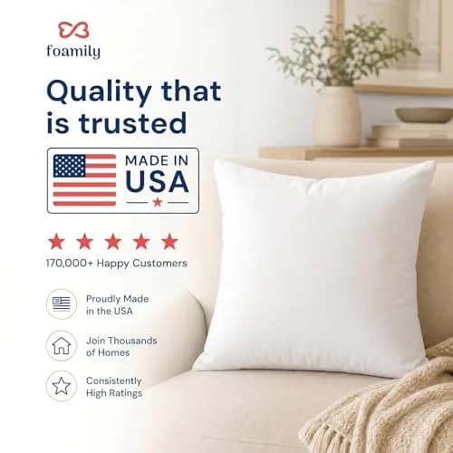 Foamily 12x20 Lumbar Pillow Inserts, White | Plush Support for Couch & Bed (70-120c) thumbnail 3