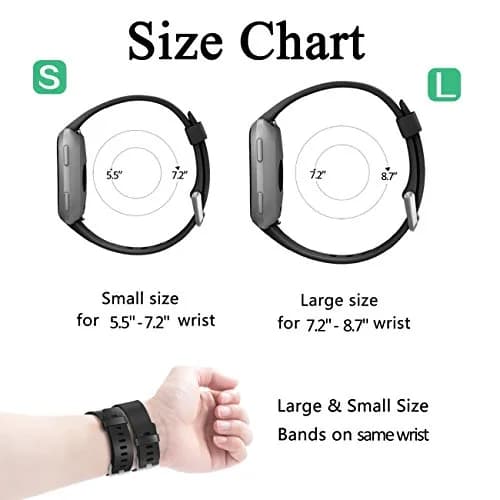 Wepro Sport Bands for Fitbit Versa 2, Versa Lite, Versa — Small 5.5"-7.2" Wrist — Black thumbnail 6