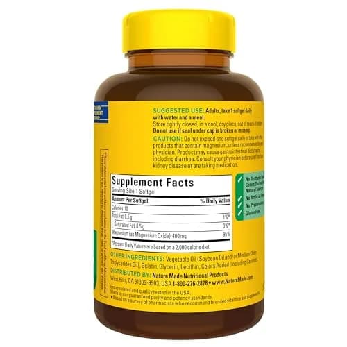 Nature Made Magnesium Oxide Extra Strength 400 mg Softgels 110 Count (110 Day Supply) thumbnail 8