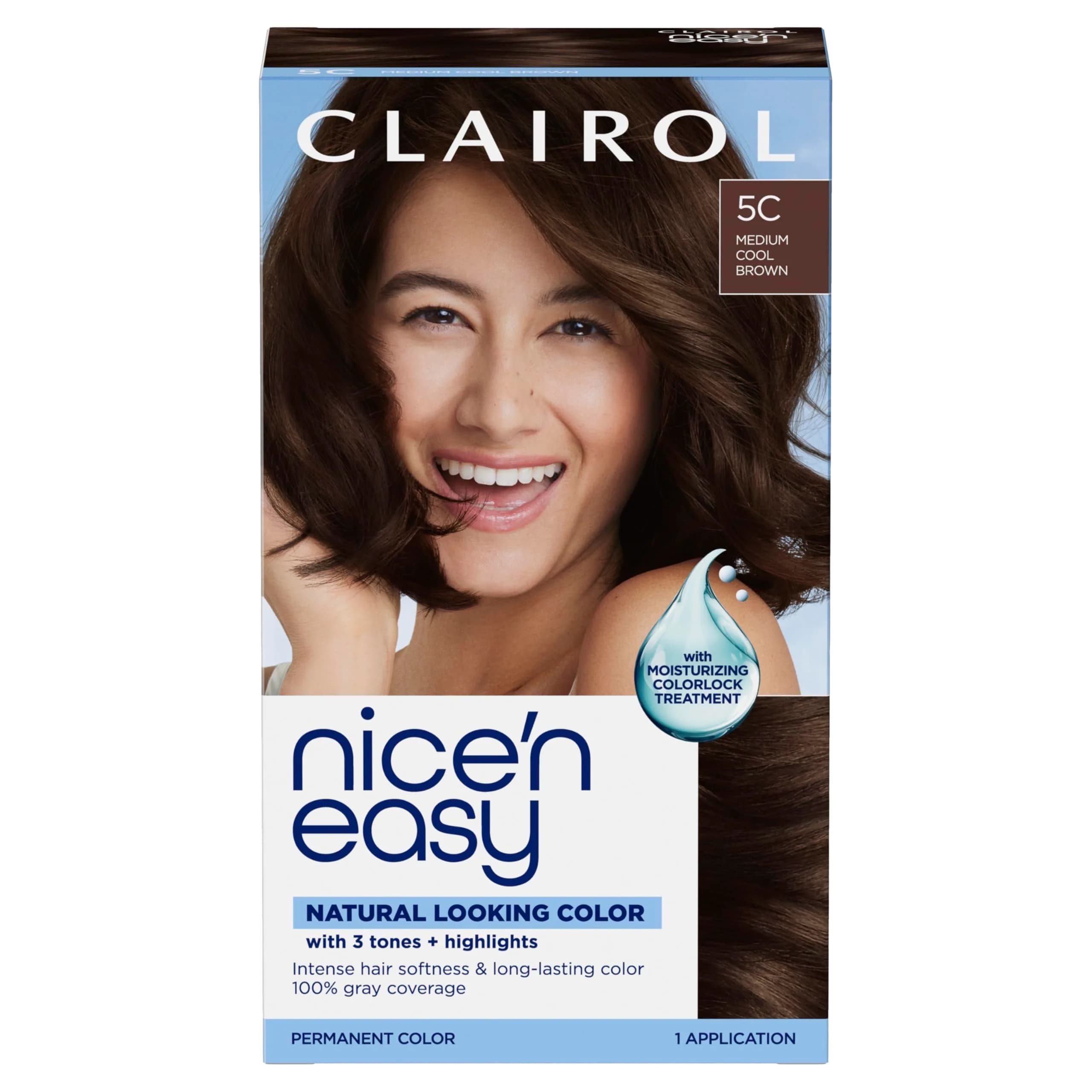 Clairol Nice'n Easy Permanent Hair Dye 5C Medium Cool Brown, 6.26 Fl Oz (Pack of 1)