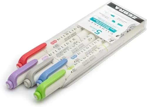 Zebra Pen Mildliner Highlighters Cool and Refined Dual Tip 5-Pack | No Bleed Ink for Study and Creative Use thumbnail 4