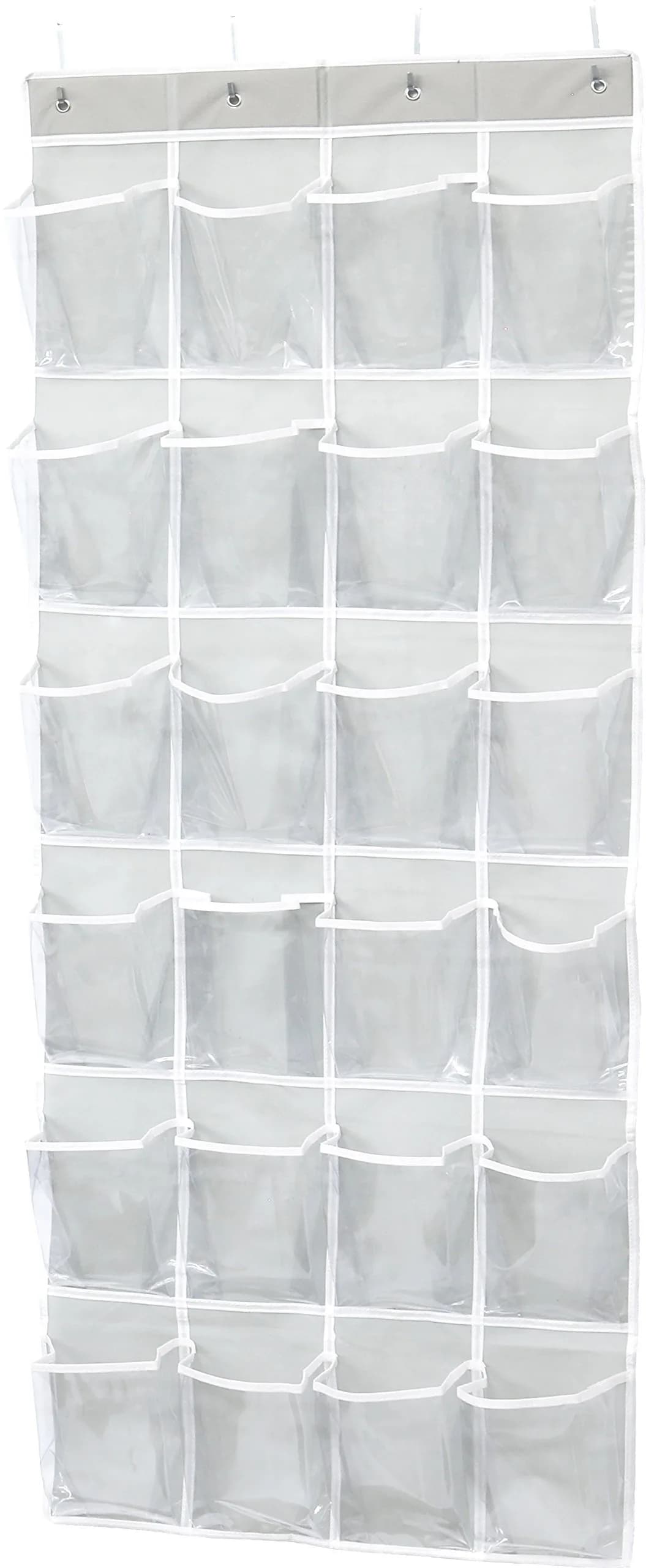 Simple Houseware 24 Pockets Clear Over the Door Shoe Organizer, Pink | Large Capacity, Versatile Storage — Gray / Extra Large Pockets