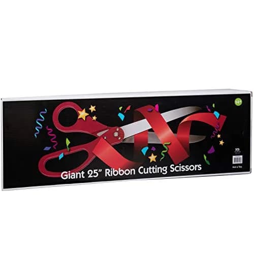 SCS Direct Giant Ribbon Cutting Scissors Set with Red Ribbon 25" | Heavy Duty for Ceremonial Events thumbnail 3