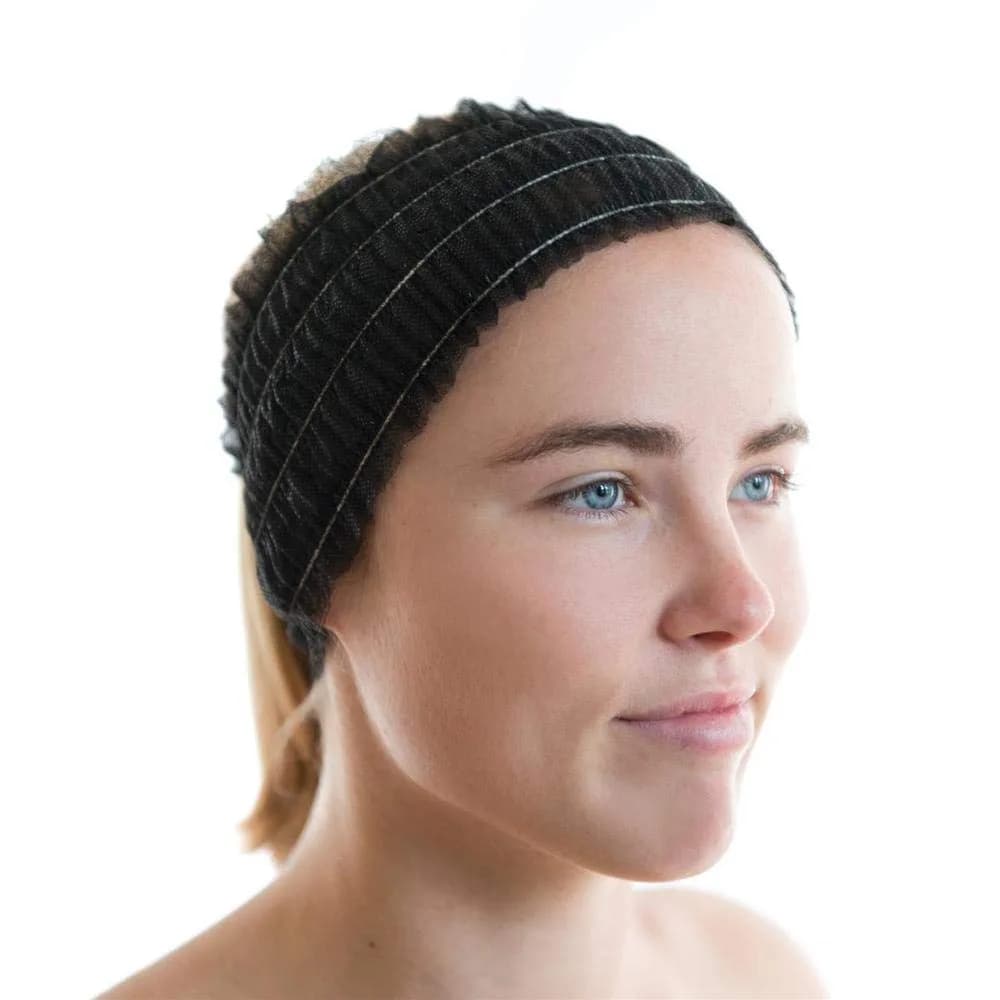 LIFESOFT Disposable Facial Spa Headbands Individual Wrapped, 100 Count (4" x 5.5" unstretched, stretches to 13") | Professional Use & Gentle Skin Fit - main product image