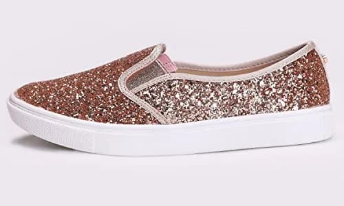 FEVERSOLE Women's Slip-On Sneakers Rose Gold Size 6.5 M US | Fashion Flat Loafers for Women thumbnail 5