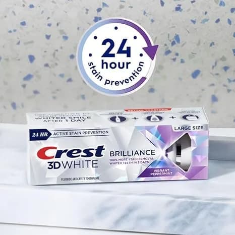 Crest 3D White Brilliance Vibrant Peppermint Toothpaste 12.3 oz (360ml) Pack of 3 | Fastest Whitening & Advanced Stain Protection thumbnail 11