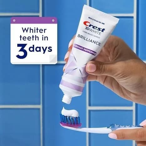 Crest 3D White Brilliance Vibrant Peppermint Toothpaste 12.3 oz (360ml) Pack of 3 | Fastest Whitening & Advanced Stain Protection thumbnail 8