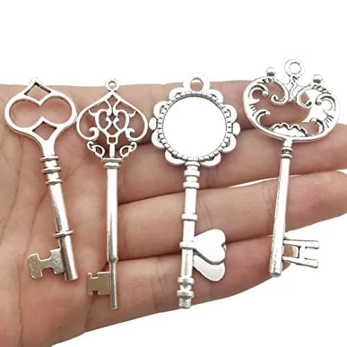 iloveDIYbeads Antique Silver Huge Skeleton Key Charms 55-80mm (12pcs) | Vintage Jewelry Making Pendants thumbnail 6