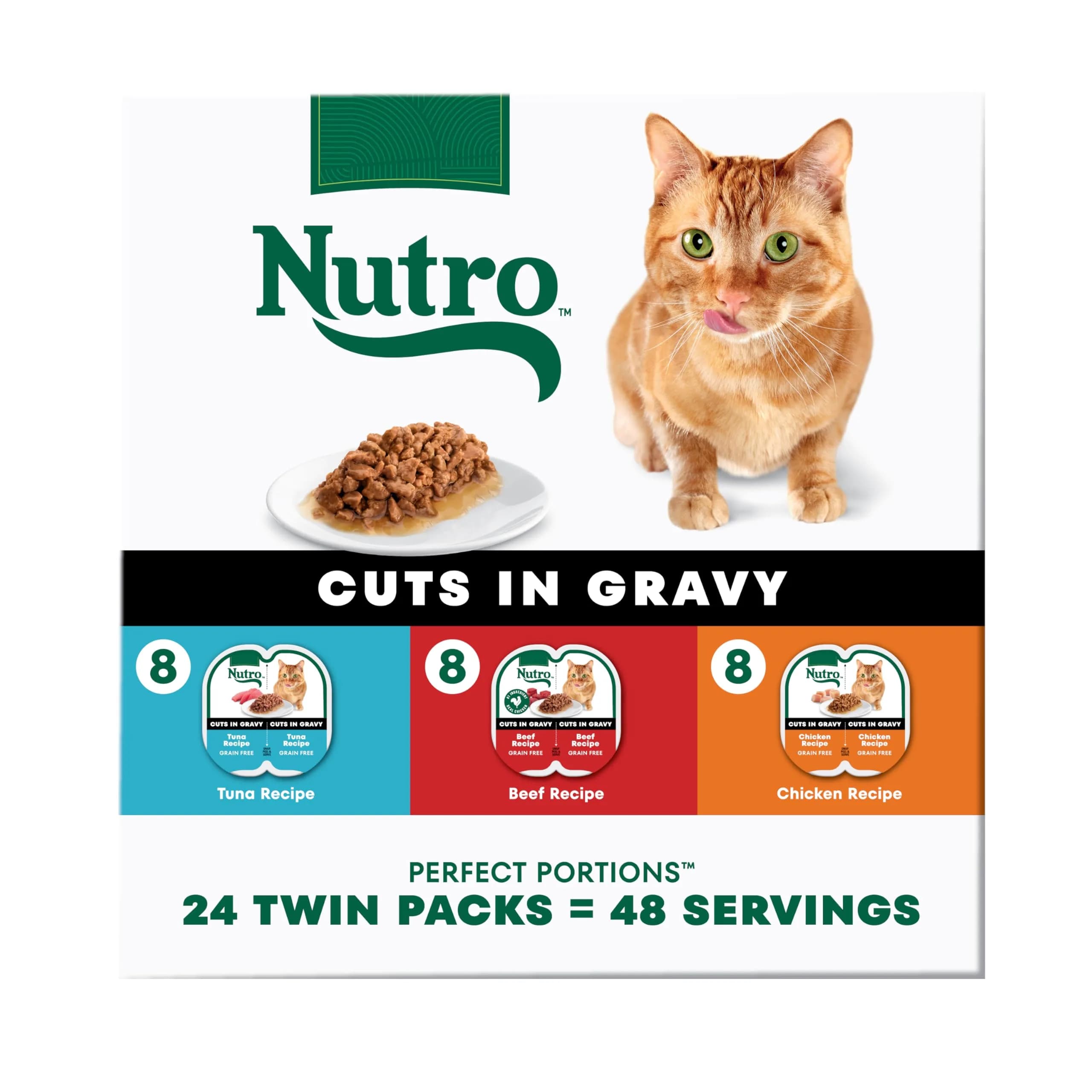 Nutro Perfect Portions Cuts Wet Cat Food Variety Pack 2.6 oz | Grain-Free, Complete Nutrition