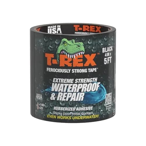 T-REX Heavy Duty Waterproof Repair Tape 10 cm x 1.5 m (4 in x 5 ft) Black | Bonds Wet, Rough, Dirty Surfaces thumbnail 1