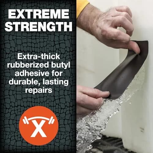 T-REX Heavy Duty Waterproof Repair Tape 10 cm x 1.5 m (4 in x 5 ft) Black | Bonds Wet, Rough, Dirty Surfaces thumbnail 2