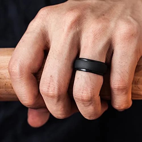 ThunderFit Step Edge Silicone Wedding Ring for Men, 10mm Wide, Size 6.5-7 (17.35mm) | Safe for Active Lifestyles thumbnail 3