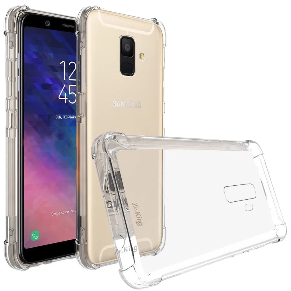 Zeking Crystal Clear TPU Case for Samsung Galaxy A6 (2018) - 1.5mm Thick | Protects Screen & Buttons — Transparent