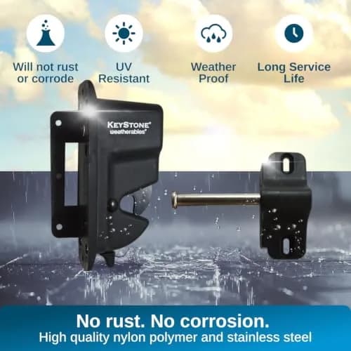 Weatherables Keystone 1-Sided Heavy Duty Lockable Gate Latch | Nylon Polymer Fence Gate Lock (1-Sided, Heavy Duty, Lockable) thumbnail 5