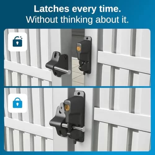 Weatherables Keystone 1-Sided Heavy Duty Lockable Gate Latch | Nylon Polymer Fence Gate Lock (1-Sided, Heavy Duty, Lockable) thumbnail 3