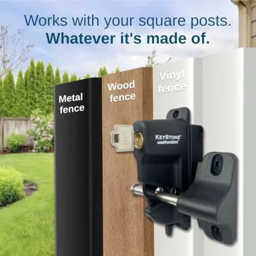 Weatherables Keystone 1-Sided Heavy Duty Lockable Gate Latch | Nylon Polymer Fence Gate Lock (1-Sided, Heavy Duty, Lockable) thumbnail 4