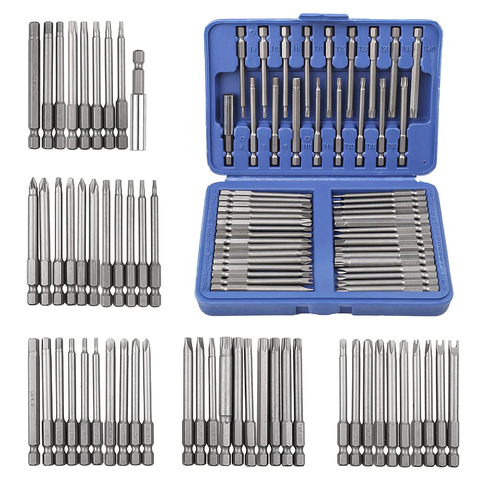 S SUNSBELL 50-Piece Security Bit Set with Magnetic Extension & Case | Alloy Steel, 3-Inch Bits for Electronics & Household Repair - main product image
