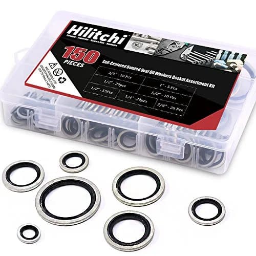 Hilitchi Bonded Seal Washer 7 Sizes | Automotive Self-Centered Oil Gasket Kit (150 pcs, Zinc Steel & Rubber) thumbnail 1