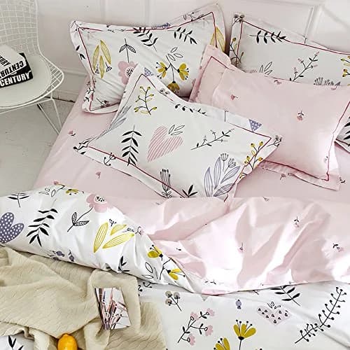 BuLuTu Floral Love Print Girls Duvet Cover Queen | Reversible Cotton Kids Bedding thumbnail 5