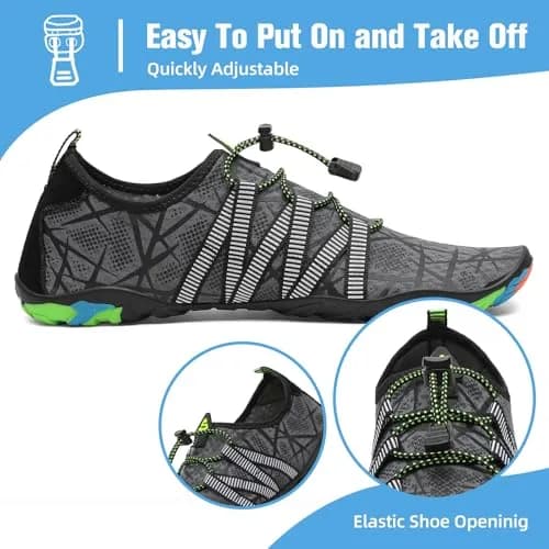 Mishansha Water Shoes for Women Men, Quick-Dry Barefoot Swim Shoes Grey | Non-Slip, Lightweight, for Beach & Water Sports thumbnail 7