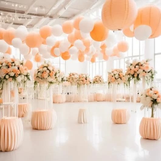 Matissa Paper Lantern Lampshade Party Decoration 25 cm (10") | Pack of 3 Peach Spherical thumbnail 3