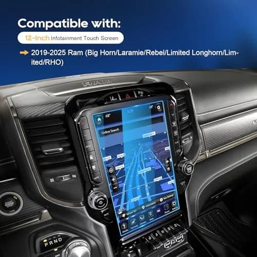 LFOTPP 12-inch Uconnect Screen Protector for Ram 1500/2500/3500 2019-2026 | 9H Tempered Glass for Laramie/Rebel/Limited/TRX thumbnail 3
