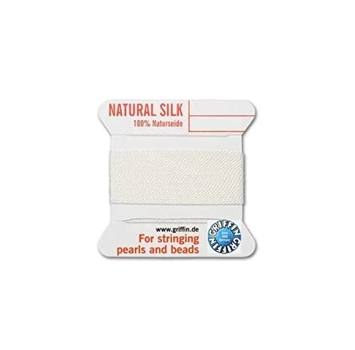 Griffin Natural Silk Bead Cord Size #6 White 2m (6.56 ft) | Made in Germany - main product image