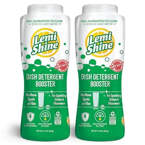 Lemi Shine Natural Dish Detergent Booster - 24 oz (2 Pack) | Hard Water Spot Remover & Cleaner thumbnail 1