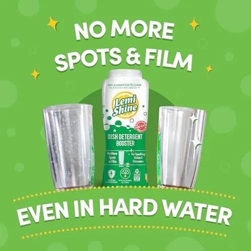 Lemi Shine Natural Dish Detergent Booster - 24 oz (2 Pack) | Hard Water Spot Remover & Cleaner thumbnail 2
