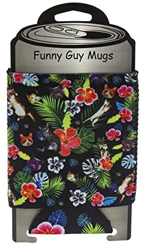 Funny Guy Mugs Hawaiian Cat Collapsible Neoprene Can Coolie | Premium Insulation & Collapsible Design thumbnail 5