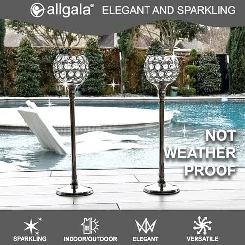 allgala 16 inch Crystal Bowl Tealight Votive Candle Holder Silver | Elegant Centerpiece for Dining Tables & Events thumbnail 5