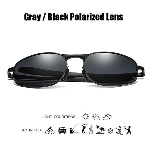 ZHILE Black Polarized Wrap Sunglasses 53mm (1.77 in) | UV400 Protection for Small Faces thumbnail 2