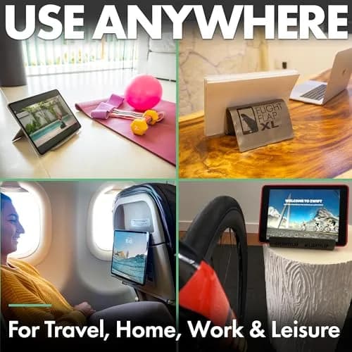 Flight Flap Airplane Tablet Holder, Extra Large, Gray | Flexible Folding Stand for Travel & Desk thumbnail 6