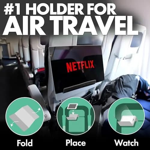 Flight Flap Airplane Tablet Holder, Extra Large, Gray | Flexible Folding Stand for Travel & Desk thumbnail 2