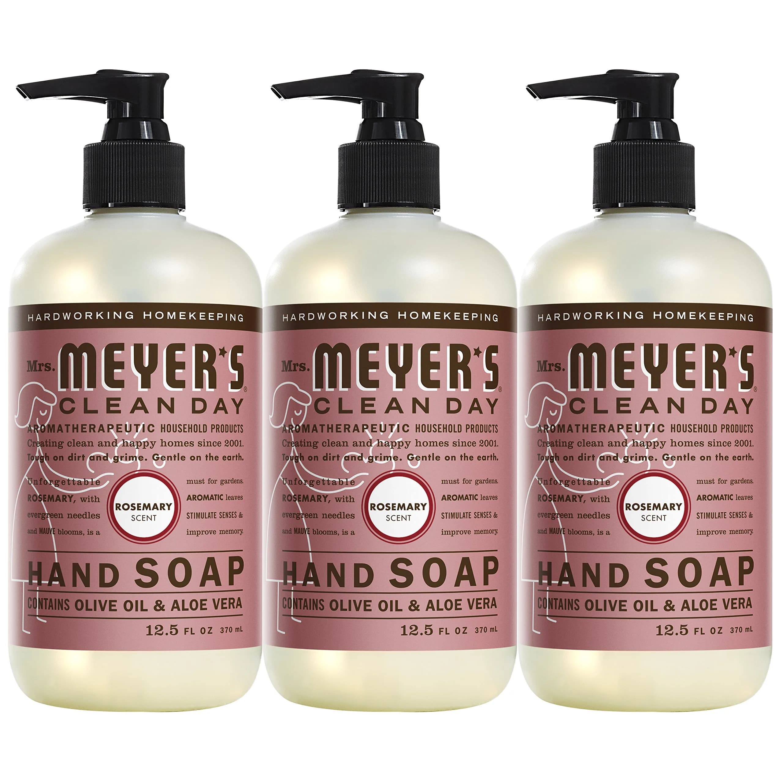 Mrs. Meyer's Clean Day Basil Hand Soap 370ml (12.5 Fl Oz) | Gentle & Moisturizing — Apple Scent