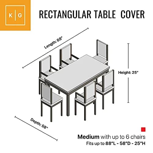KHOMO GEAR Patio Table and Chair Set Cover - Heavy Duty, Water Resistant 108"L x 82"W x 25"H thumbnail 3