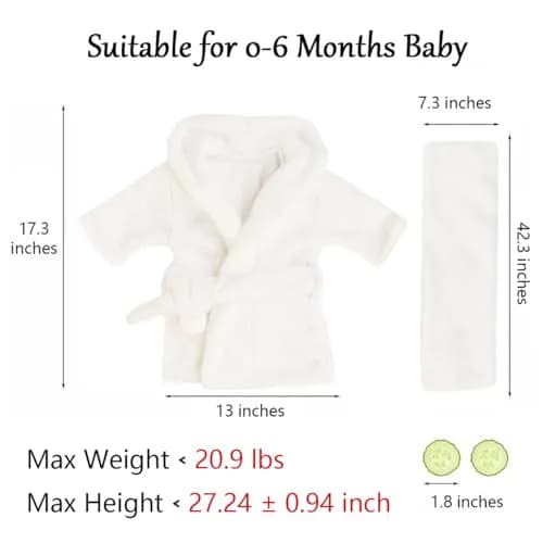 M&G House Newborn Photography Prop Bathrobe Costume Set for 0-6 Months Babies | White thumbnail 5