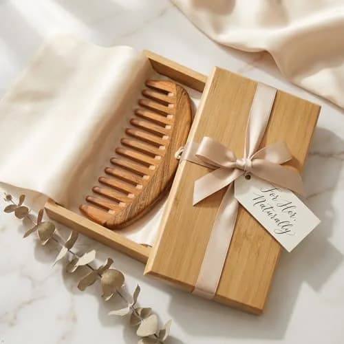 Louise Maelys Wooden Wide Tooth Comb for Curly Hair | Anti-Static, Natural Sandalwood, Portable & Gentle (1 Count) thumbnail 7