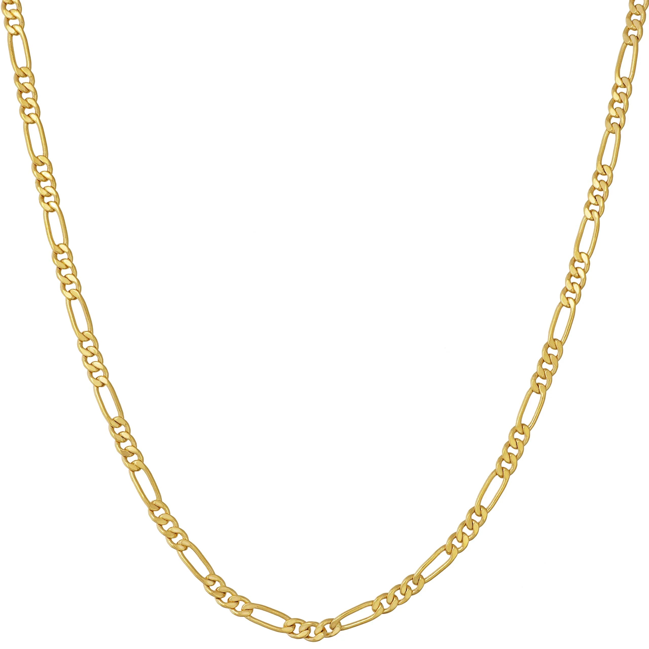 LIFETIME JEWELRY 2.5mm Figaro Chain Necklace 16 inches | Gold Plated Bronze with Lobster Clasp — Gold
