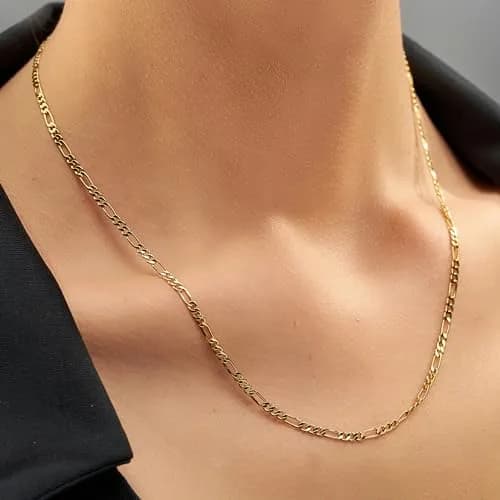 LIFETIME JEWELRY 2.5mm Figaro Chain Necklace 22 Inch | 20X Real Gold Plated Bronze thumbnail 2
