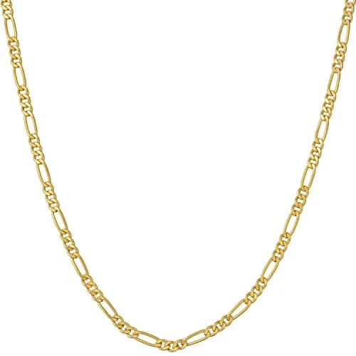 LIFETIME JEWELRY 2.5mm Figaro Chain Necklace 16 inches | Gold Plated Bronze with Lobster Clasp thumbnail 1