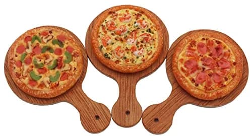 ThaiHonest Mixed 3 Assorted Pizza Dollhouse Miniature on Wooden Tray | Realistic 1/6 Scale Food Decor for Ages 14+ thumbnail 1